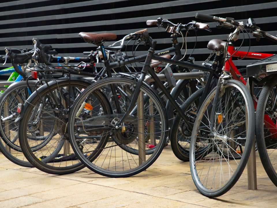 Cycles parked in a public space